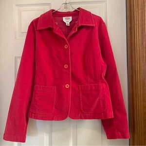 Vintage 90s/ Y2K Era Talbots Pristine Red Velveteen Comfy Stretch Blazer Jacket